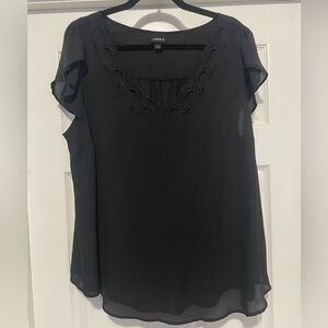 🌈3/$13 Torrid🌈 Torrid Black Sheer Embroidered Blouse